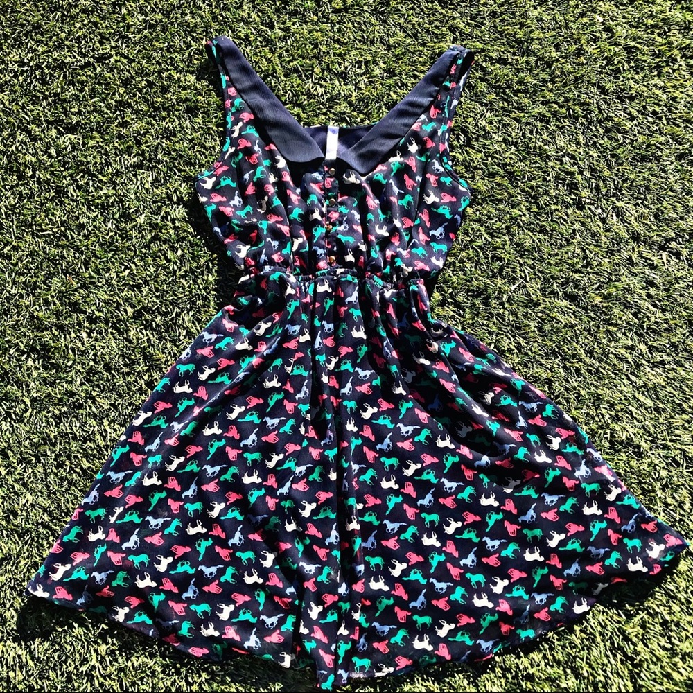 Blue dress with horses